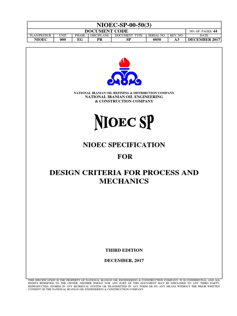 Design Criteria For Process and Mechanics PDF Pump Pressure