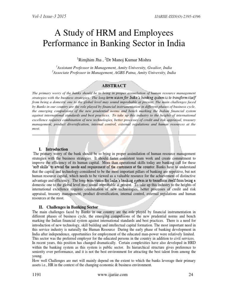 HRM Impact on Indian Banking Performance | PDF | Human Resource ...