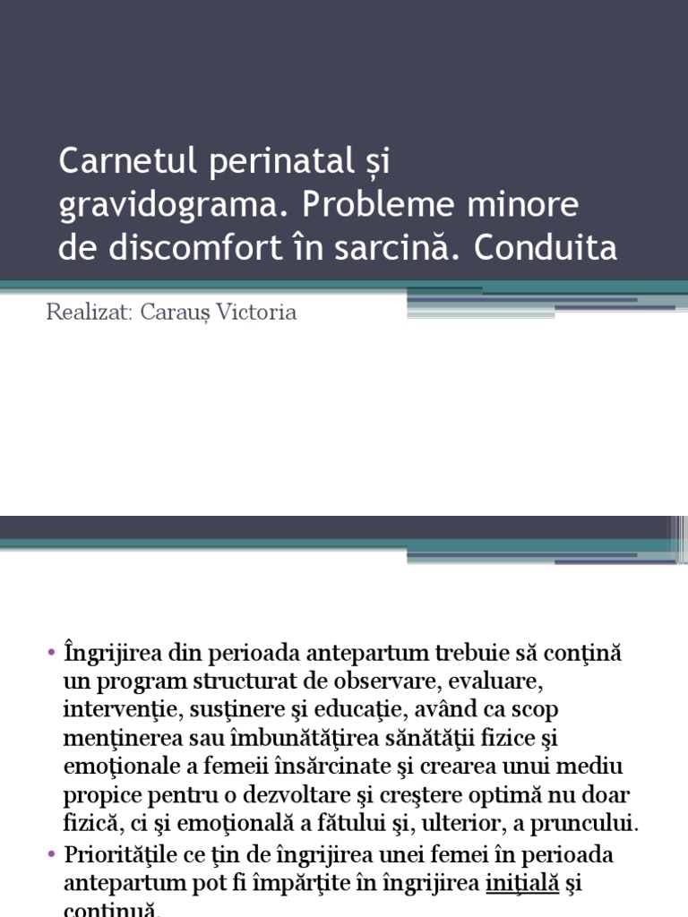Carnetul Perinatal Și Gravidograma | PDF