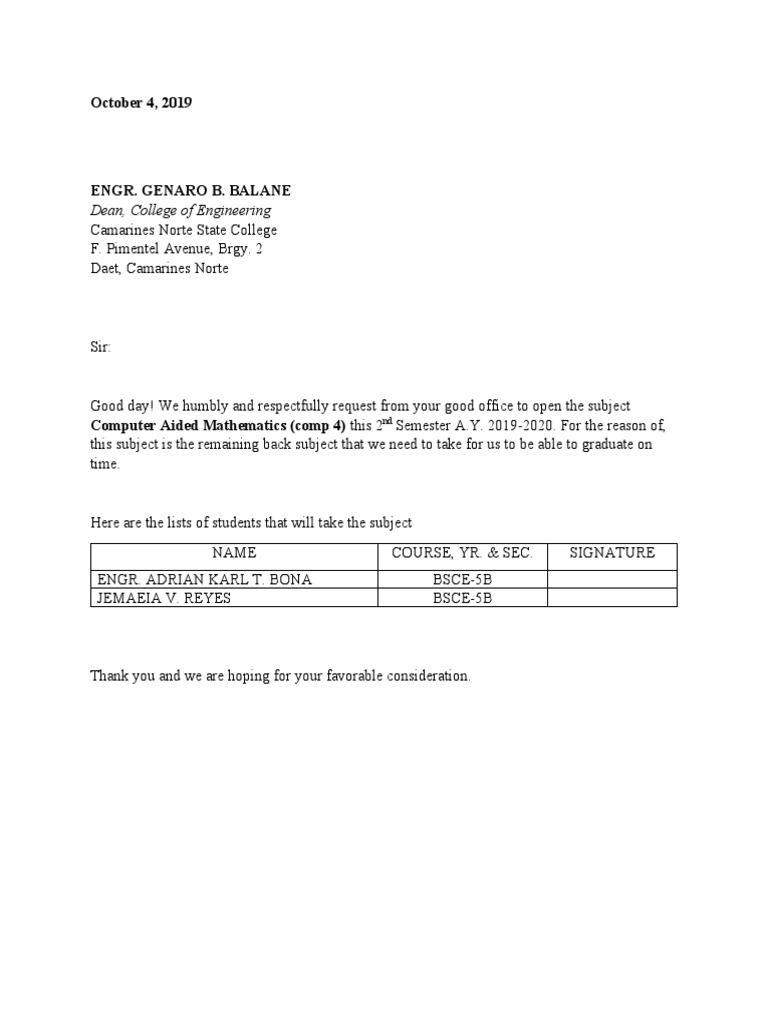 Request to Open Computer Aided Math Course | PDF | Science & Mathematics