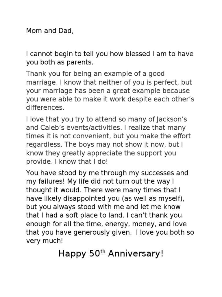 Anniversary Letter | PDF