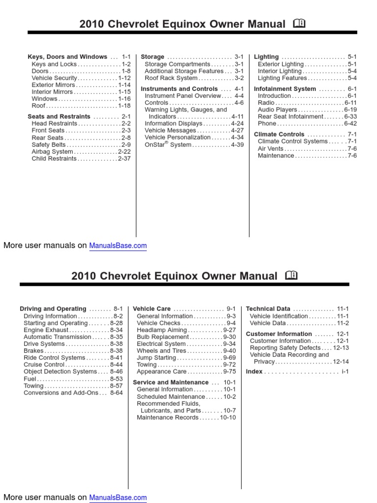 2010 EQUINOX MANUAL intelligence overview
