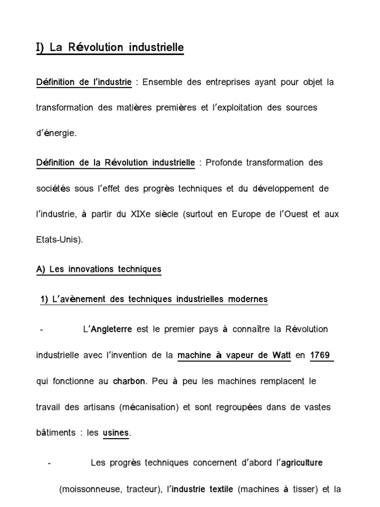 La Révolution Industrielle Cm2 Pdf Ai 4 | PDF | Révolution industrielle | Urbanisation