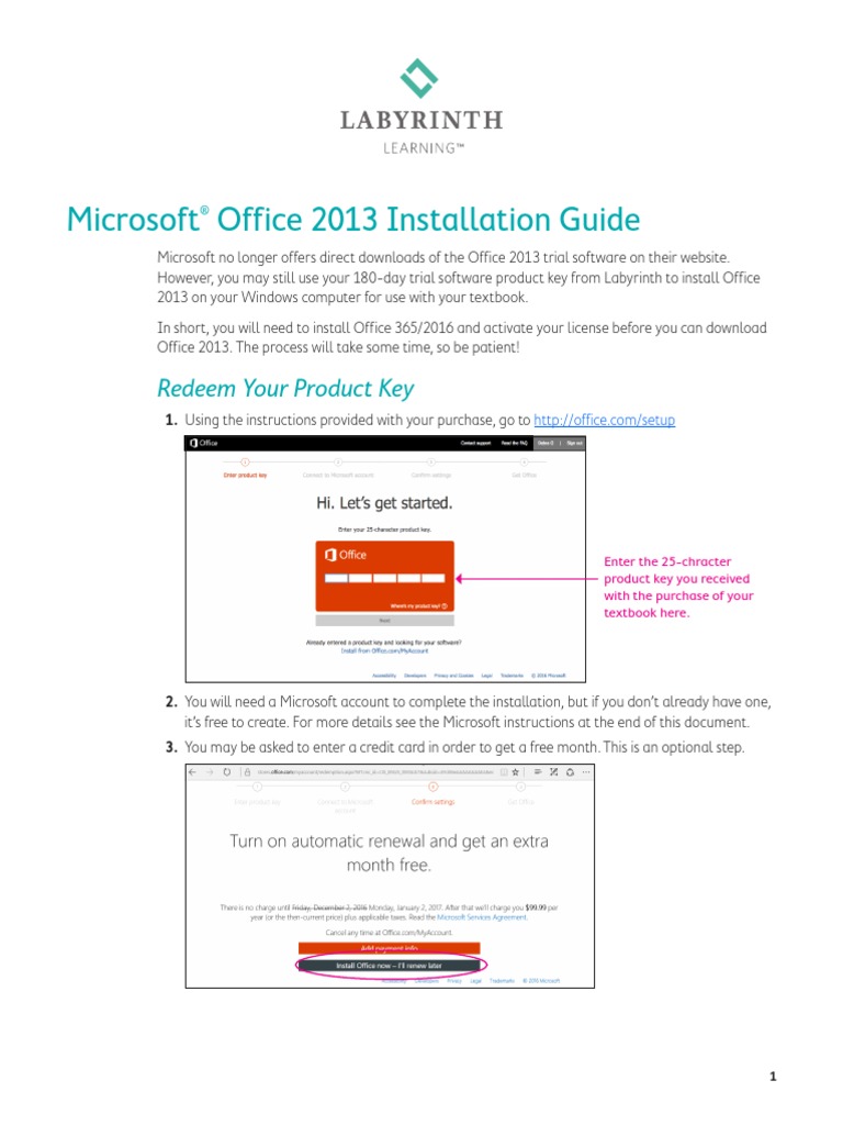 Microsoft Office 2013 Installation Guide: Redeem Your Product Key | PDF ...