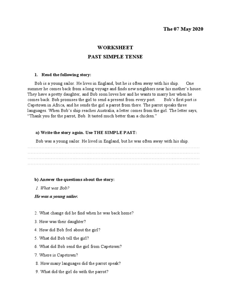 Past Simple-Worksheet | PDF