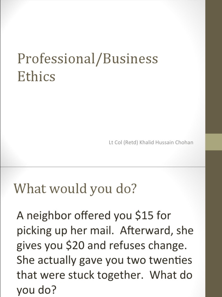 Understanding Professional Ethics | PDF | Integrity | Conflict Of Interest