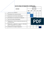 Cronograma de La Etapa de Diagnóstico Institucional