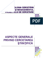 Aspecte Generale Privind Cercetarea Stiintifica