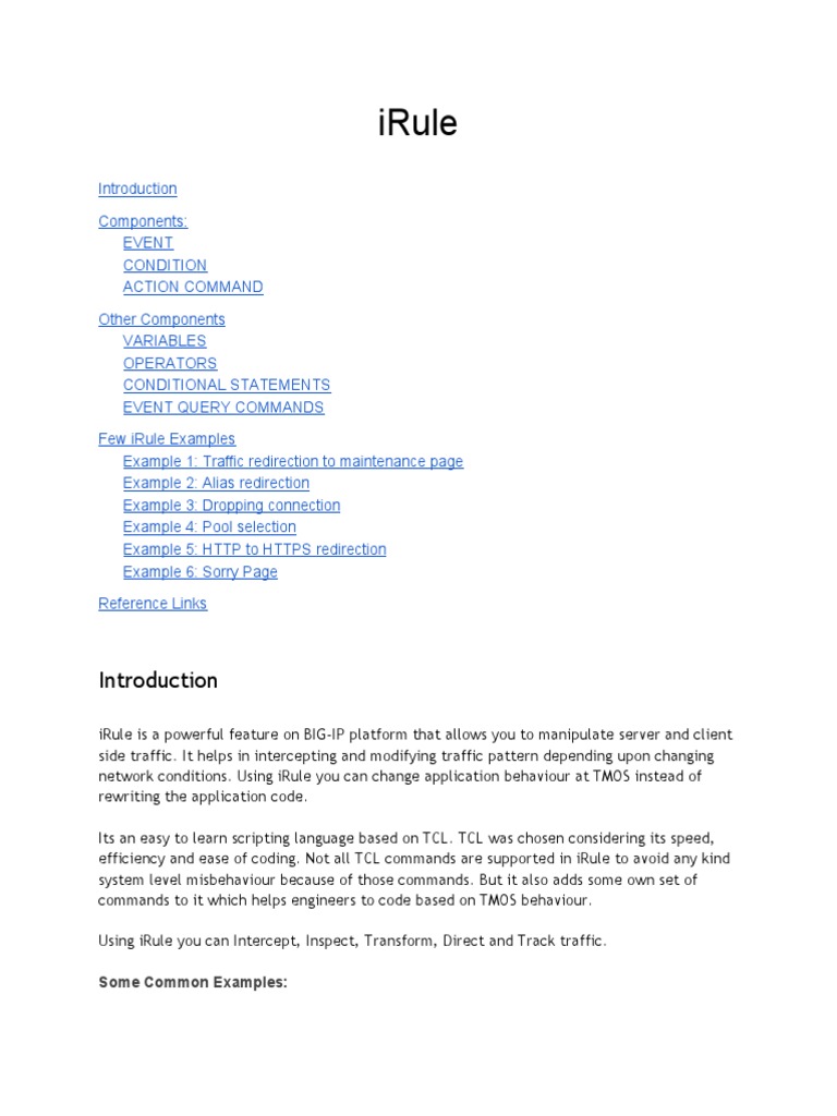 iRule Overview and Examples | PDF | Hypertext Transfer Protocol ...