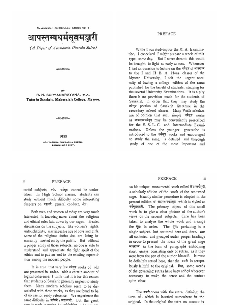 Apastamba Dharma Sutra Manjari | PDF