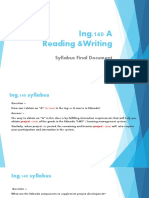 Ing.140 A Reading &writing: Syllabus Final Document