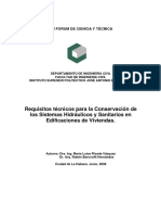 Requisitos Técnicos para La Conservación de Los Sistemas Hidráulicos y Sanitarios en Edificaciones de Viviendas