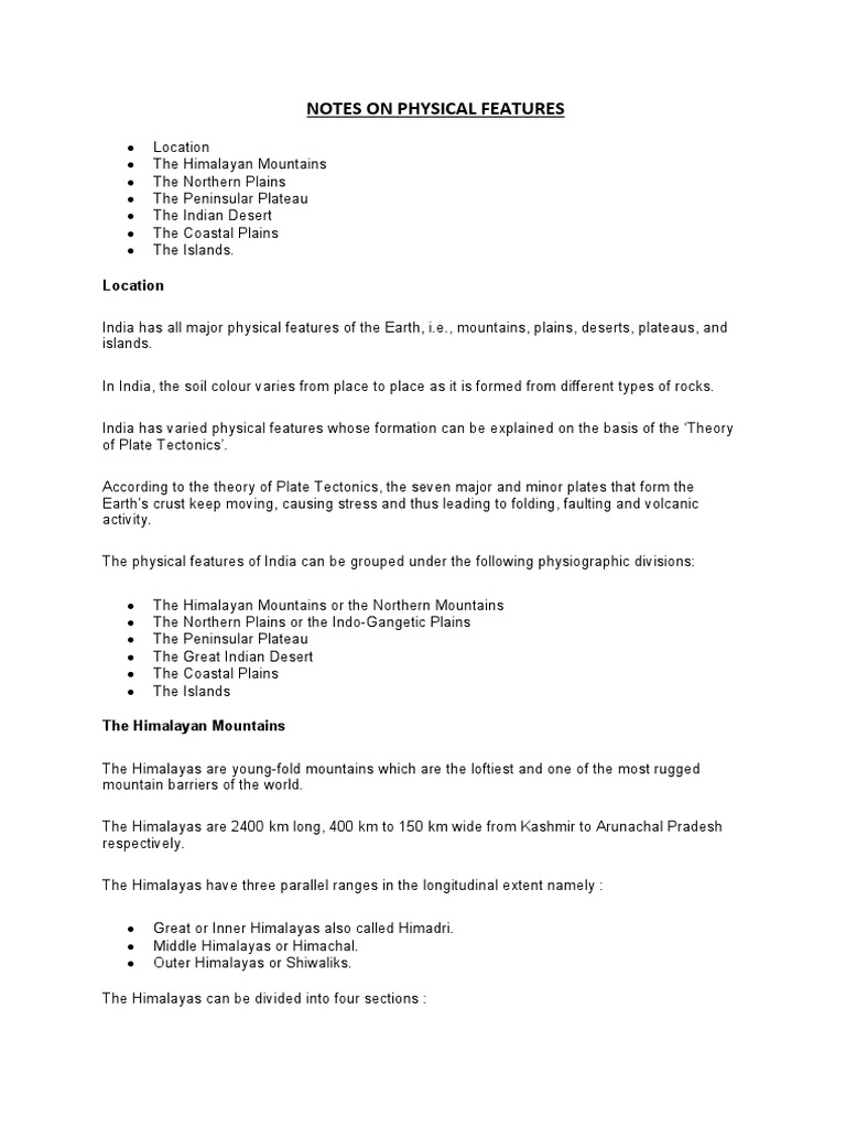 Overview of India's Physical Features | PDF | Himalayas | Geomorphology