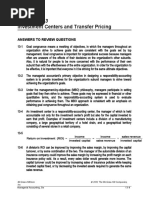 Investment Centers and Transfer Pricing: Answers To Review Questions