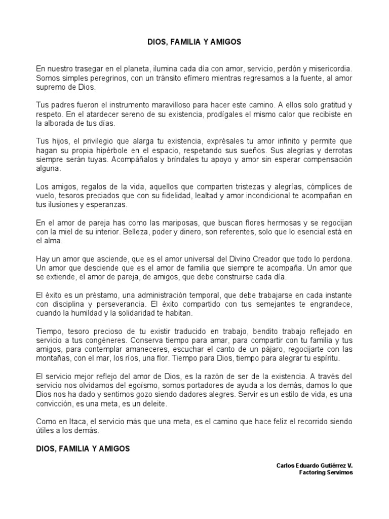 Dios, Familia y Amigos | PDF | Amor | Dios