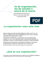 Concepto de Organización, Objeto de Estudio e Importancia de La Teoría