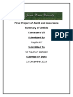 Final Project of Audit and Assurance Summary of Article Commerce VII Submitted by