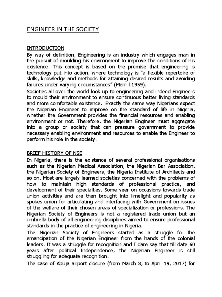 Role of Engineers in Society and Ethics | PDF | Engineer | Safety