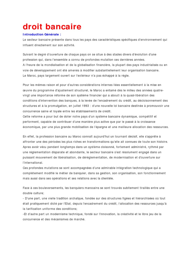 Réforme et Évolution du Système Bancaire Marocain | PDF | Maroc | Banques