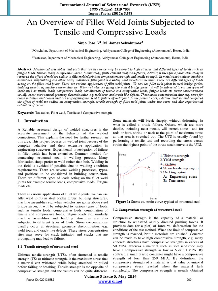 An Overview of Fillet Weld Joints Subjected To Tensile and Compressive ...
