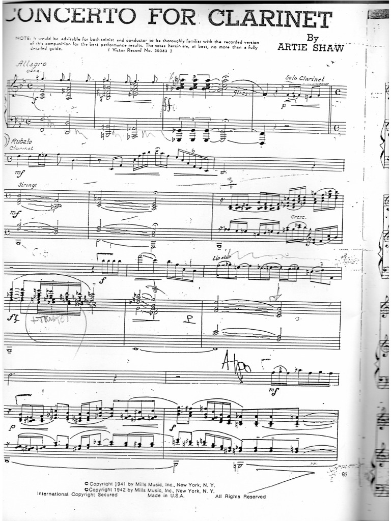 Artie Shaw Concerto Main Score Conductor PDF