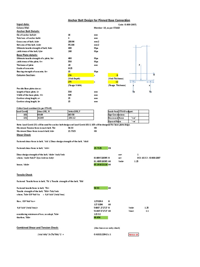 Anchor Bolt Design for Base Plates | PDF | Strength Of Materials | Screw