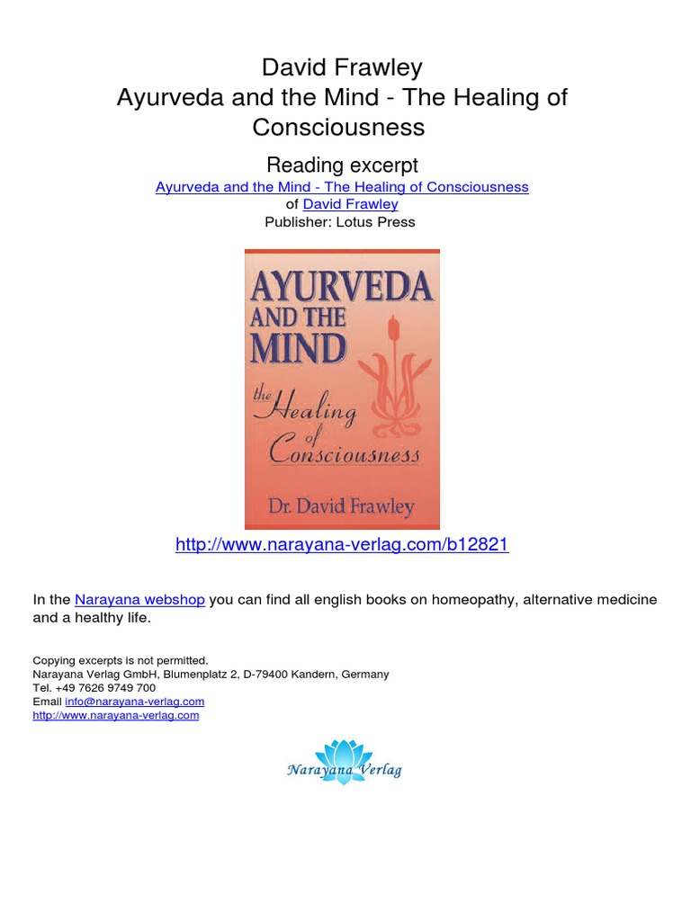 Ayurveda and The Mind The Healing of Consciousness David Frawley.12821