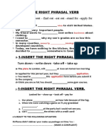 1-Insert The Right Phrasal Verb Set Up - Bring About - Find Out - Eat Out - Stand For - Apply For