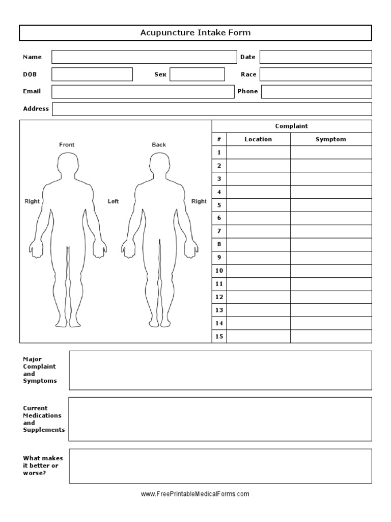 Acupuncture Intake Form Template | PDF