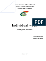 Individual Work: in English Business