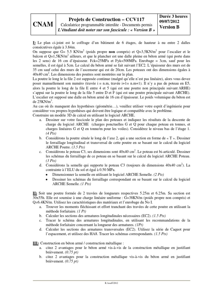 Projet de Construction en Béton Armé | PDF | Béton armé | Ingénierie ...