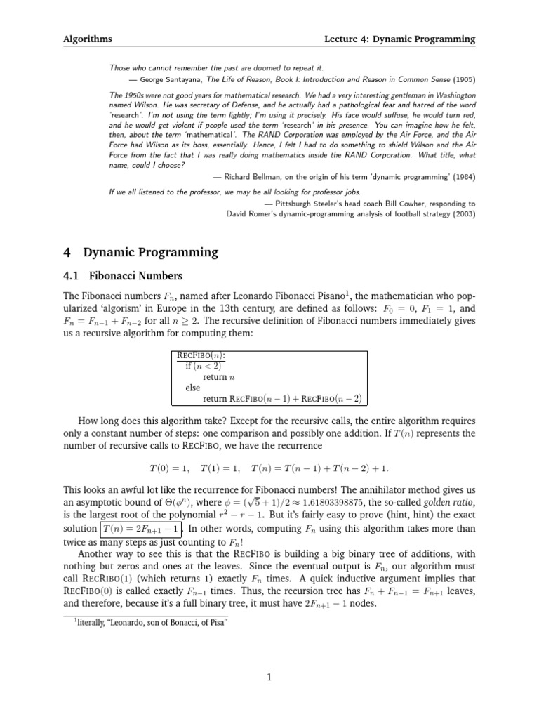 Algorithms Lecture 4: Dynamic Programming | PDF | Dynamic Programming ...