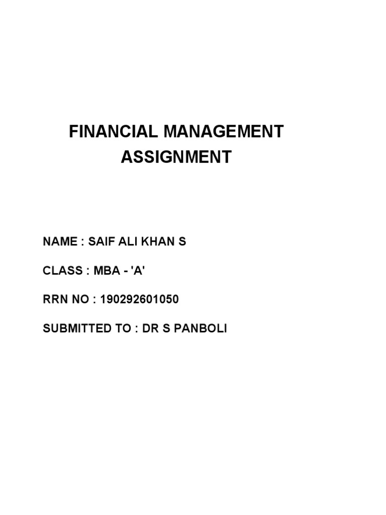 FM Assignment 3 S A K PDF | PDF | Cost Of Capital | Dividend