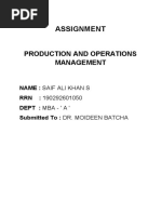 Production and Operations Management Assignment