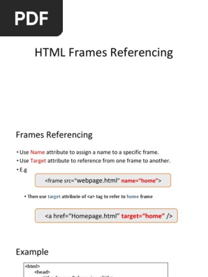 Html Frames Referencing Html Element Hypertext