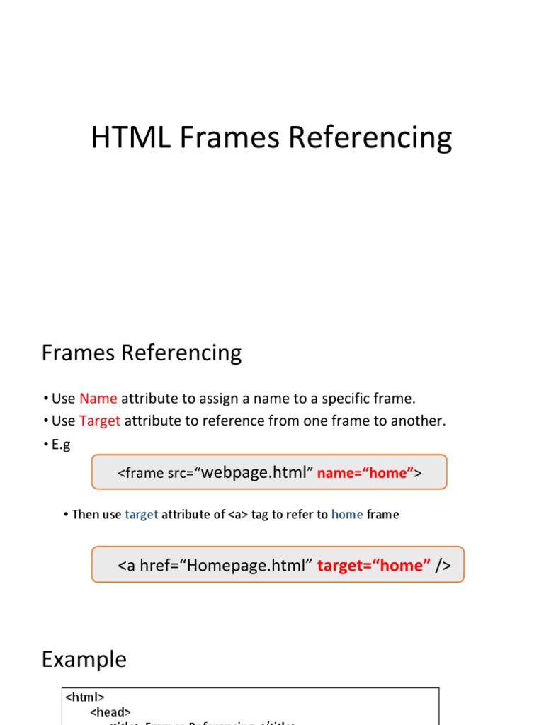 Html Frames Referencing Html Element Hypertext