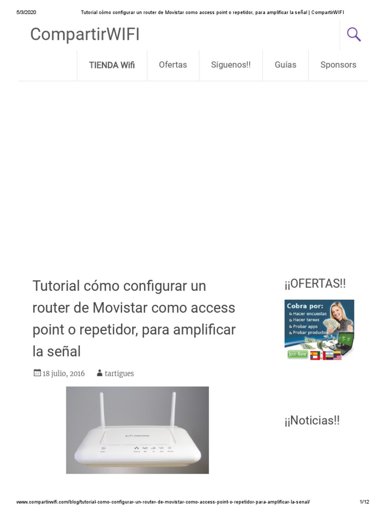 Tutorial Cómo Configurar Un Router de Movistar Como Access Point o ...