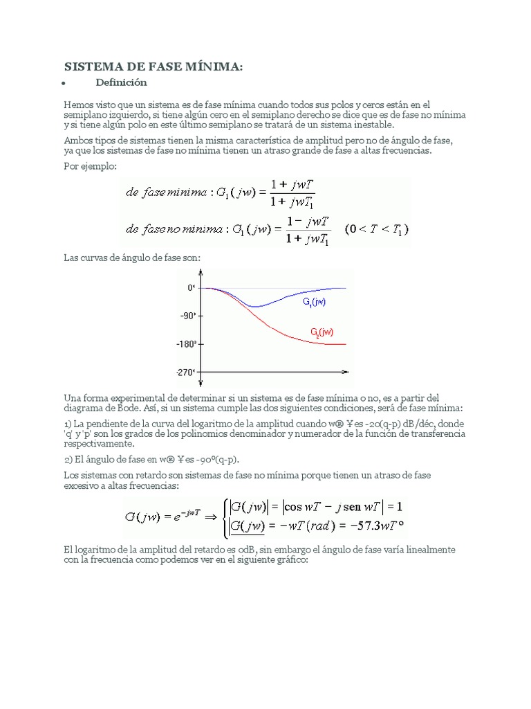 Sistema de Fase Mínima | PDF | Física | Enseñanza de matemática