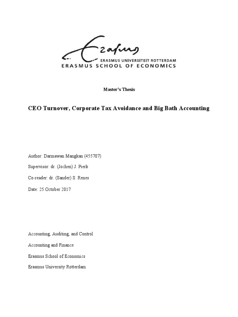 CEO Turnover, Corporate Tax Avoidance and Big Bath Accounting