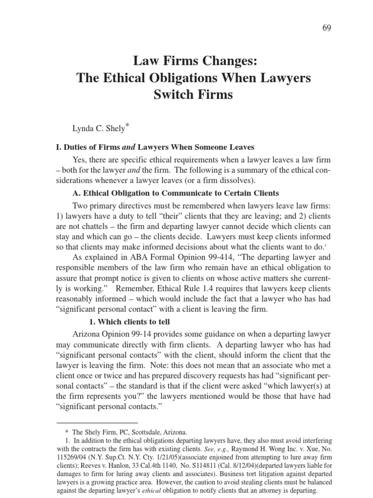 Change of Law Firms Article Confidentiality Lawyer