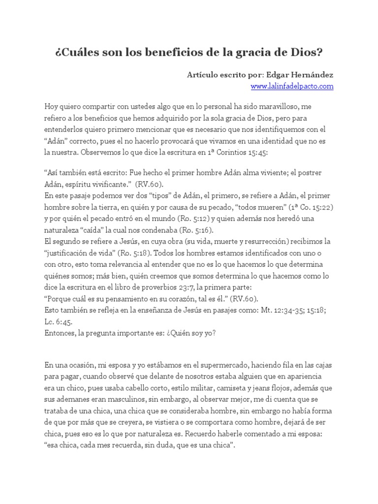 Beneficios de la Gracia de Dios | PDF | Gracia en el cristianismo ...