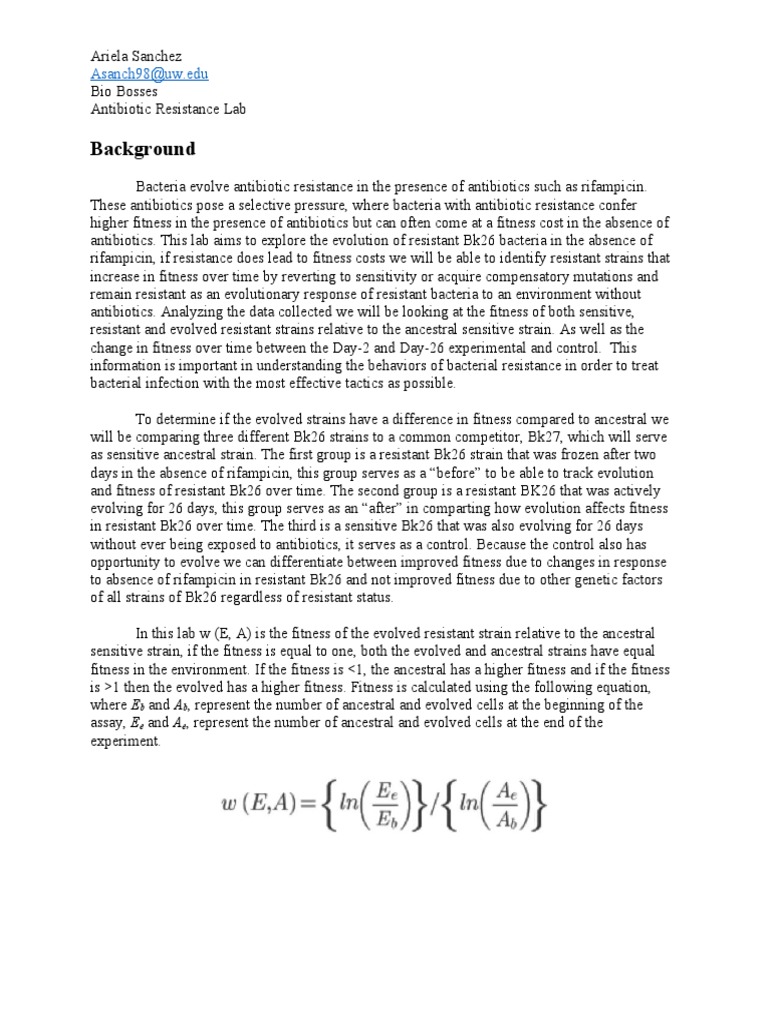 Antibiotic Resistance Lab Report PDF Antimicrobial Resistance
