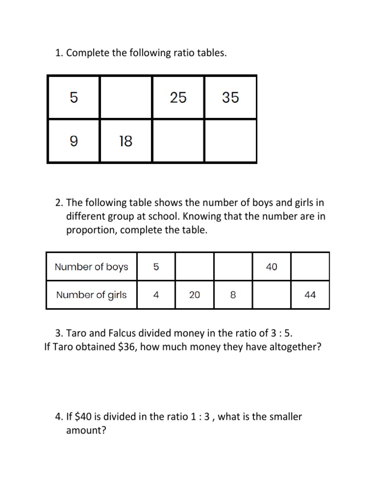 Ratio Problems for Students | PDF