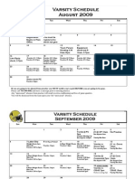 Varsity Practice Schedule 2009