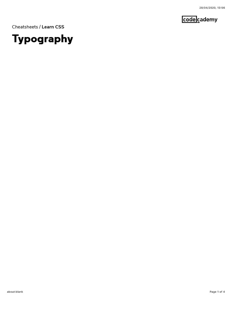 Typography Typography: Cheatsheets / Learn CSS | PDF | Cascading Style ...