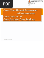 Course Name: Electronic Measurement and Instrumentation Course Code: MC1307 Course Instructor-Princy Randhawa