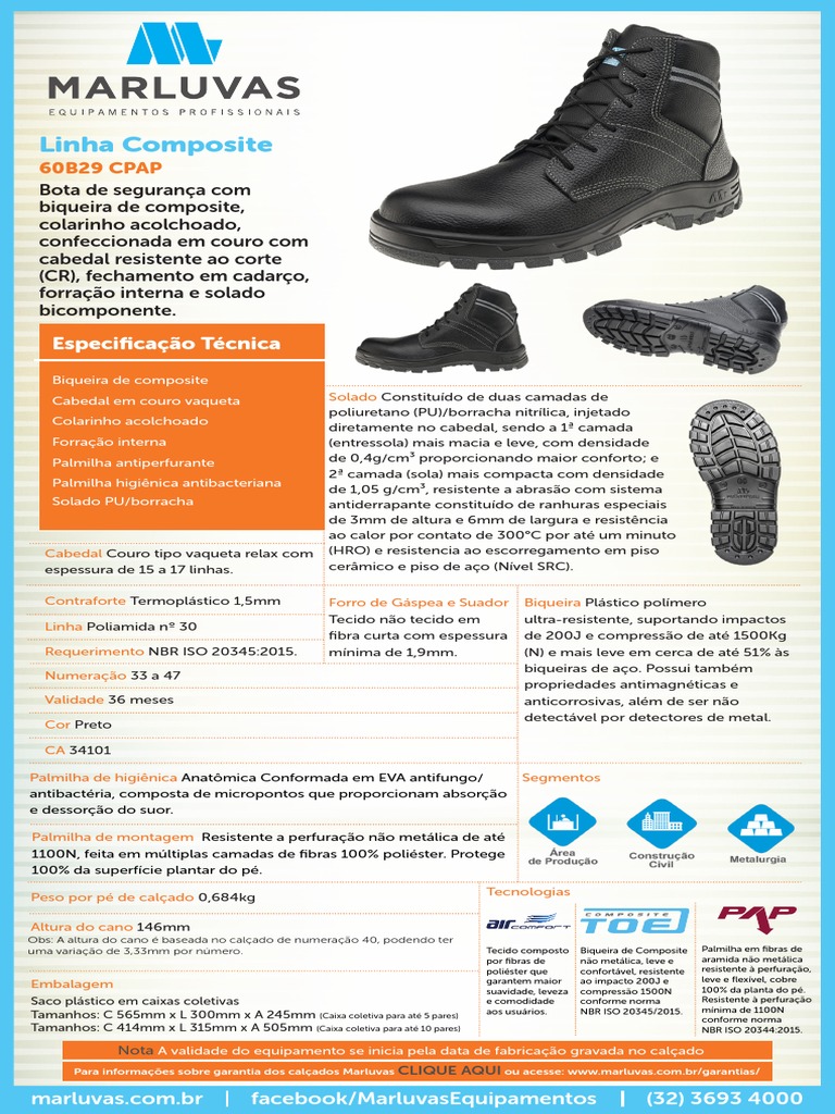 60B29 Cpap Biqueira de Composite e Palmilha Resistente Perfuracao PDF