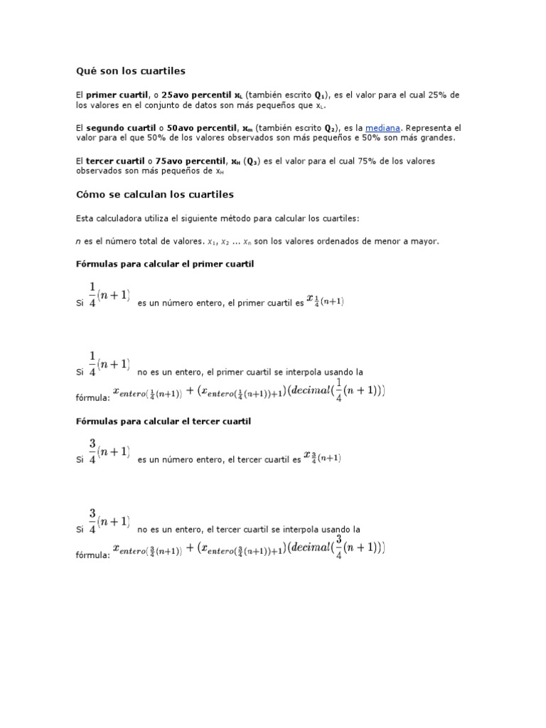 Definición y Cálculo de Cuartiles | PDF