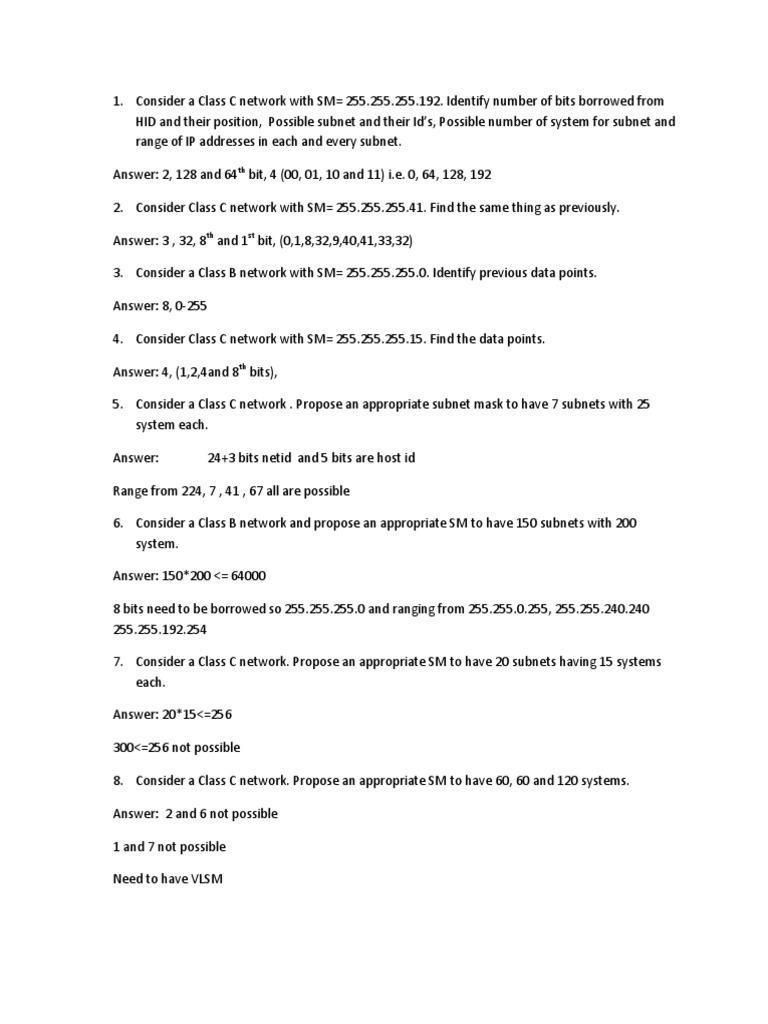 Subnetting Practice Questions and Answers | PDF | Teaching Methods ...