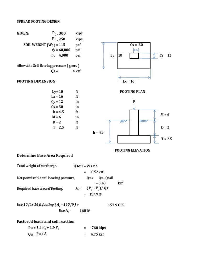 Given: 300 P P: Allowable Soil Bearing Pressure (Gross) | PDF | Civil ...